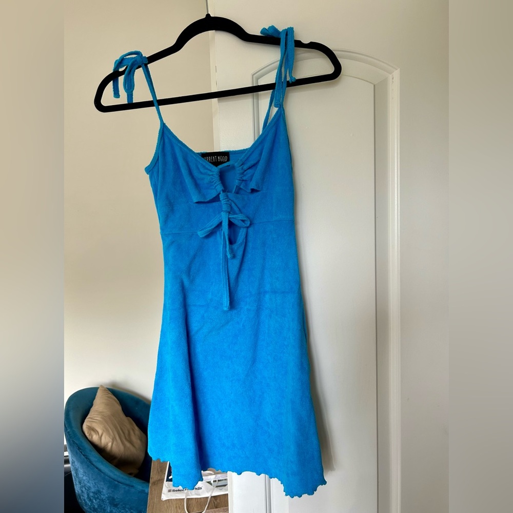 Current Mood blue terry cloth coverup